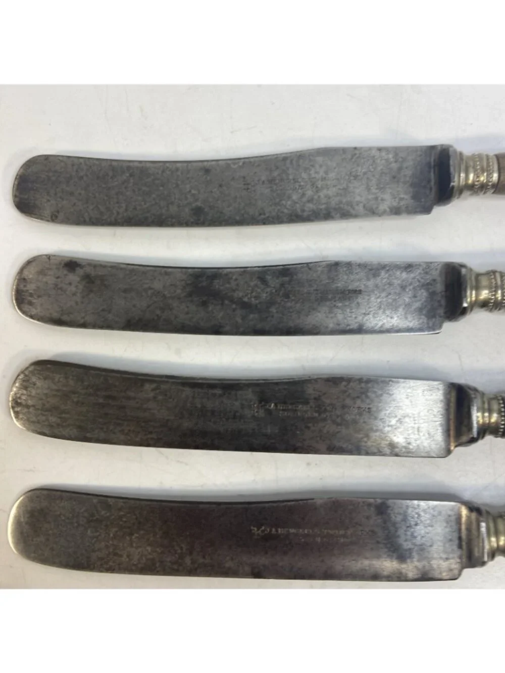 Antique  JA Henckels Solingen Germany Horn Handle Dinner Knives Set Of 4 Carbon